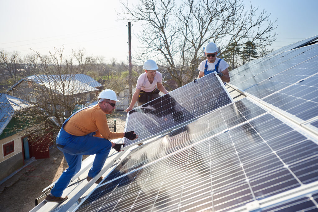 solar panel and battery installation